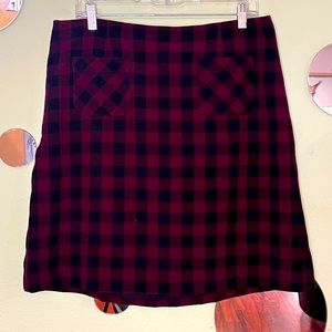 Women’s J JILL red and black plaid flared midi skirt